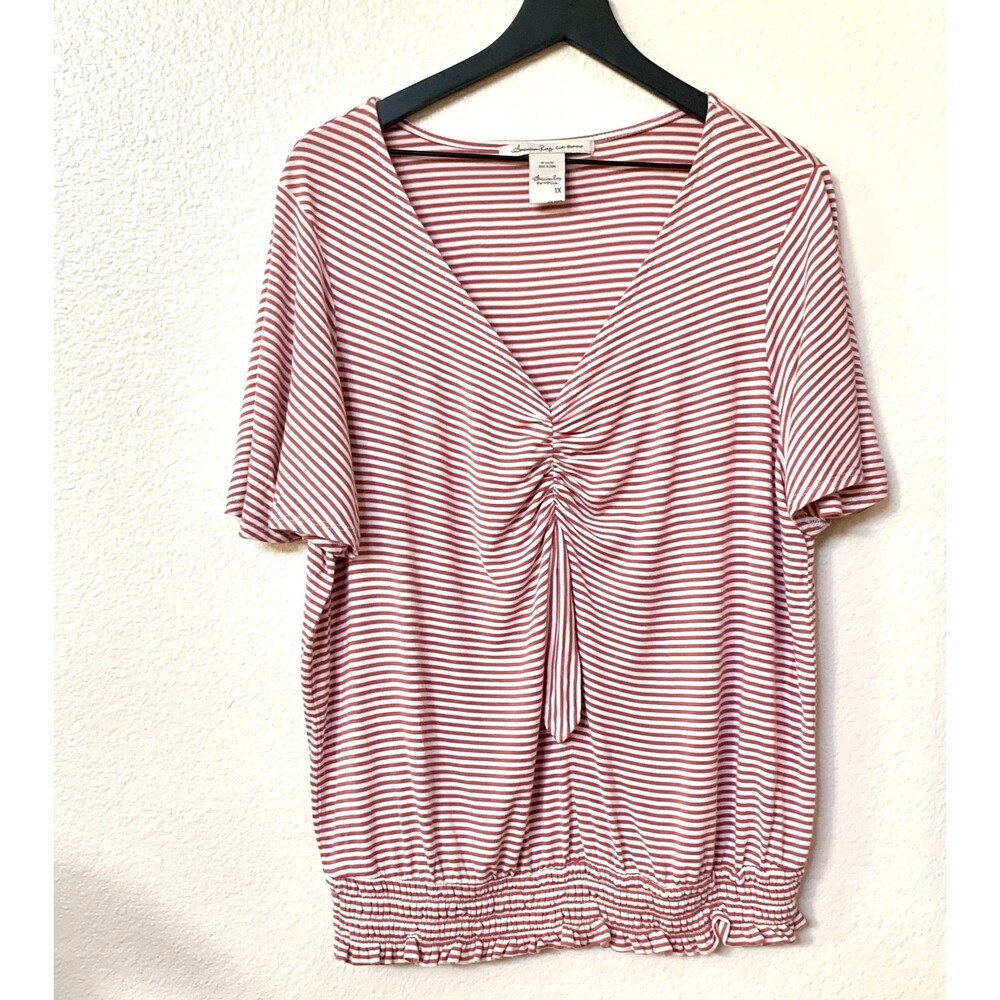 American Rag Cie Entry V-Neck Striped Shirt Size 1X